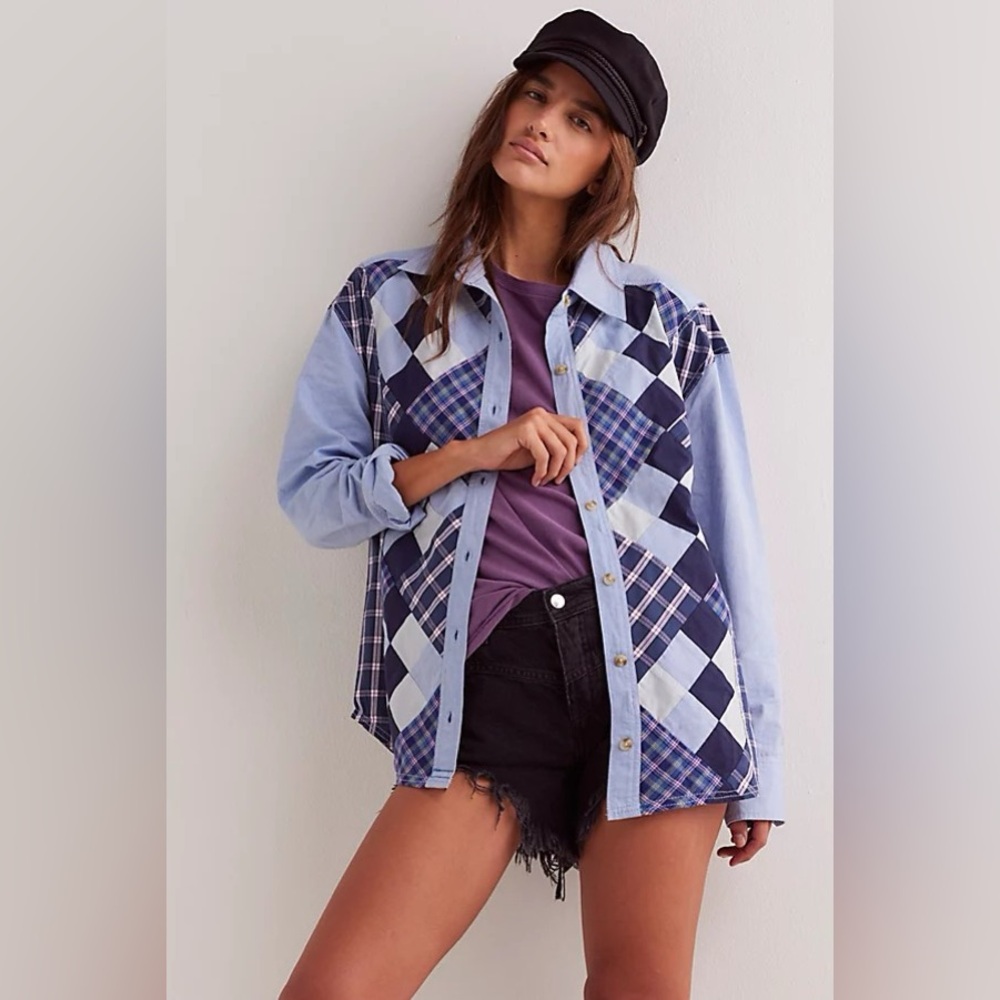 We The Free Argyle Plaid Shirt NWT Size M